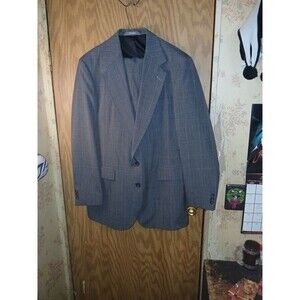 Haggar Imperial 2 Piece Suit Mens 42L 34X34 Two Button Gray USA Made Wool Blend